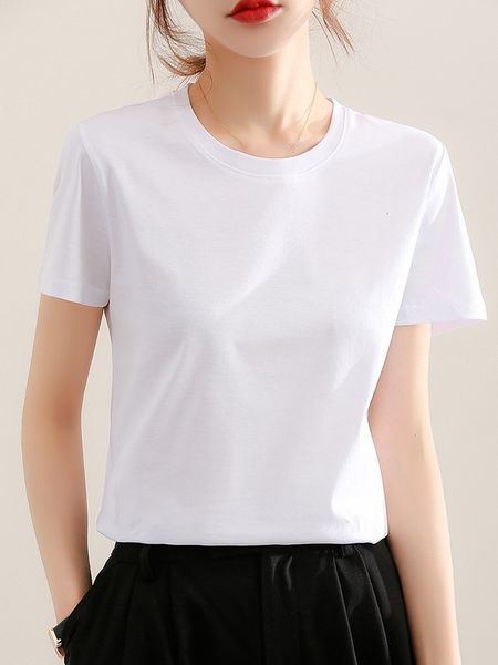 women's t-shirt summer casual solid color mercerized cotton t-shirts women 100% cotton basic t shirt female y2k clothes korean tees 23, White
women's t-shirt summer casual solid color mercerized cotton t-shirts women 100% cotton basic t shirt female y2k clothes korean tees 23, White
