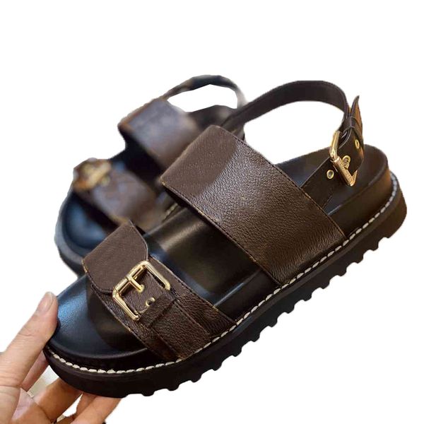 platform sandals classic prints leather slides fashion bom dia flat mule designer flip flops 2 strap with adjustable gold buckle, Black
platform sandals classic prints leather slides fashion bom dia flat mule designer flip flops 2 strap with adjustable gold buckle, Black
