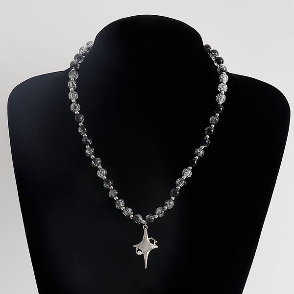 luxury designer retro woven black and white beaded cross star pendant necklace cool double collar chain tassel long rod pendant necklace ins, Silver
luxury designer retro woven black and white beaded cross star pendant necklace cool double collar chain tassel long rod pendant necklace ins, Silver