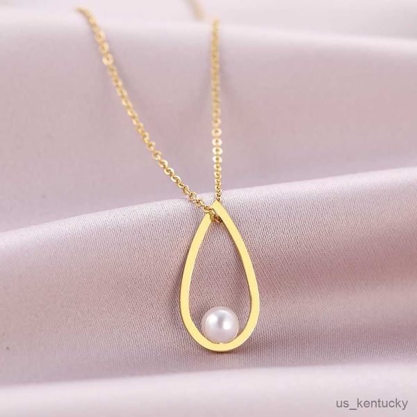 pendant necklaces stainless steel simple water drop pearl pendants chain choker fashion for women jewelry party gifts r230718, Silver
pendant necklaces stainless steel simple water drop pearl pendants chain choker fashion for women jewelry party gifts r230718, Silver