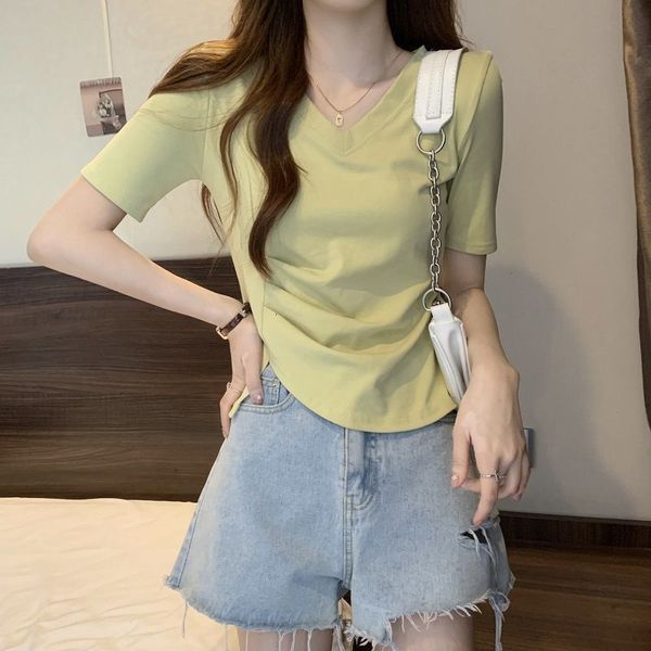 women's t-shirt women's t-shirt summer cotton short sleeve loose pullover v-neck solid folds pink clothes fashion elegant casual v, White
women's t-shirt women's t-shirt summer cotton short sleeve loose pullover v-neck solid folds pink clothes fashion elegant casual v, White