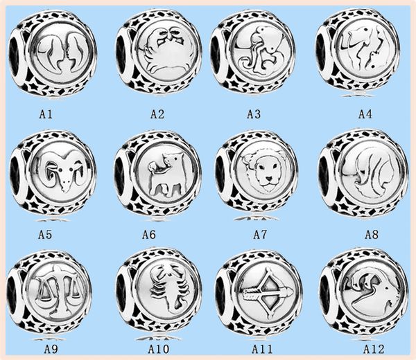 925 charm beads accessories fit pandora charms jewelry boy girl twelve months constellation fashion temperament bracelet, Black 
925 charm beads accessories fit pandora charms jewelry boy girl twelve months constellation fashion temperament bracelet, Black