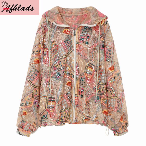 women's jackets mantel bertudung bordir payet kasual longgar wanita musim panas pakaian luar jaket kardigan kualitas tinggi lengan panj, Black;brown 
women's jackets mantel bertudung bordir payet kasual longgar wanita musim panas pakaian luar jaket kardigan kualitas tinggi lengan panj, Black;brown