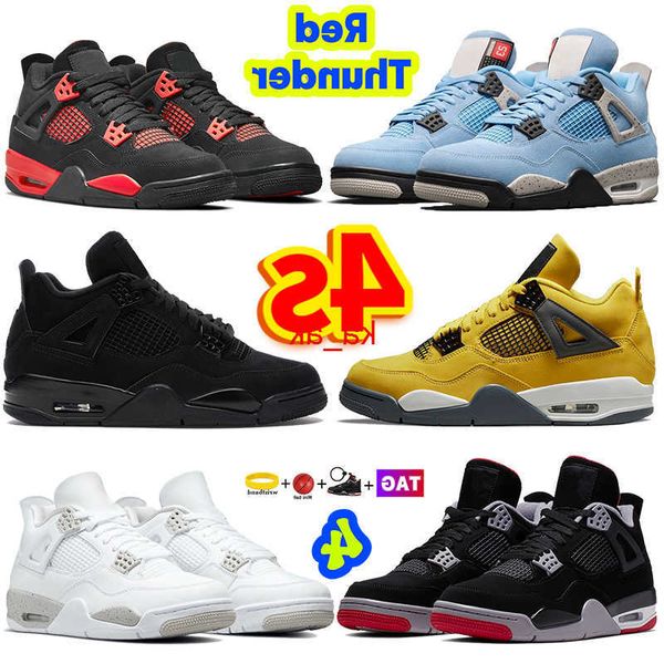 with box designer boot red thunder 4s 4 black cat basketball shoes university blue white oreo cement tour yellow bred shimmer metallic green