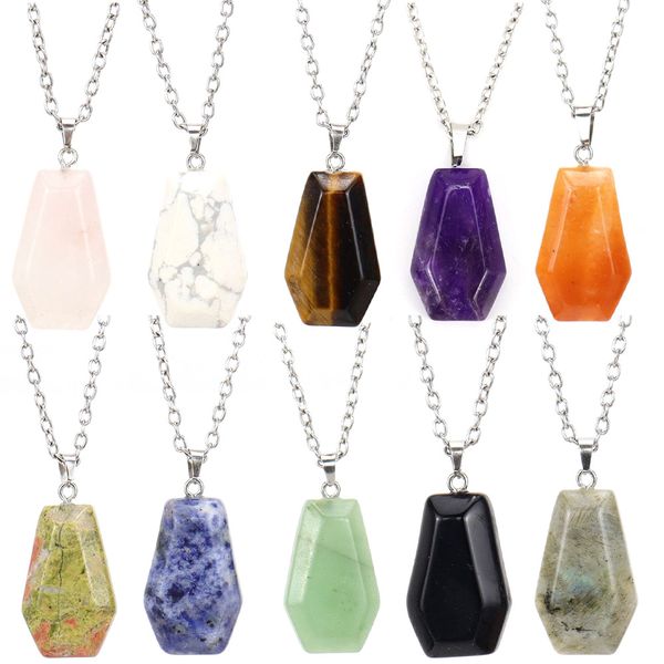 hallowmas coffin shape fortune pendant necklace tiger eye quartz agates reiki healing crystal necklace gift, Silver
hallowmas coffin shape fortune pendant necklace tiger eye quartz agates reiki healing crystal necklace gift, Silver
