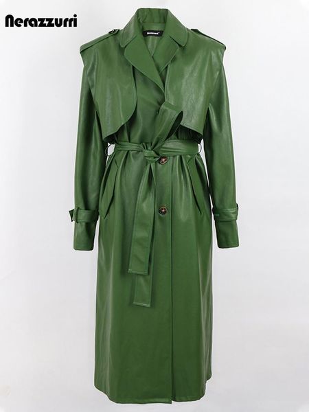 fur nerazzurri autumn long cool green pu leather trench coat for women sashes single breasted stylish luxury designer clothes 2022, Black
fur nerazzurri autumn long cool green pu leather trench coat for women sashes single breasted stylish luxury designer clothes 2022, Black