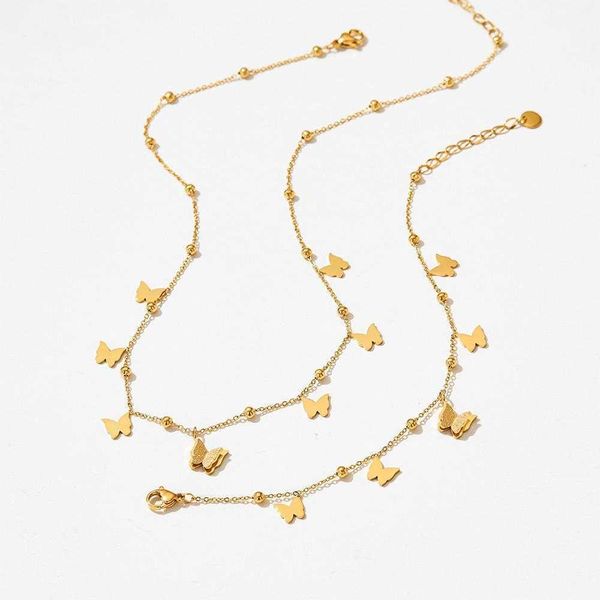 fashion temperament stainless steel bracelets ornament 2 piece set creative symmetry butterfly tassel bracelet and necklace, Golden;silver
fashion temperament stainless steel bracelets ornament 2 piece set creative symmetry butterfly tassel bracelet and necklace, Golden;silver