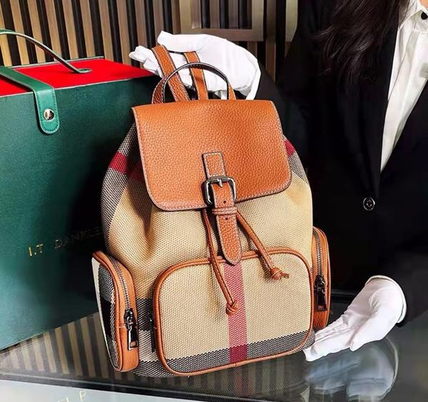 checkered genuine leather canvas backpack women's trend classic backpack grade women's bag
checkered genuine leather canvas backpack women's trend classic backpack grade women's bag