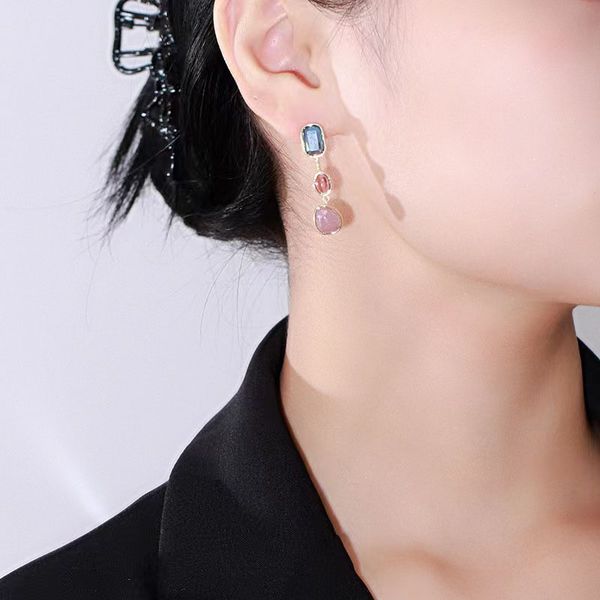 middle contrast color earrings niche art design high sense of asymmetrical jewel studs fashion earrings, Silver
middle contrast color earrings niche art design high sense of asymmetrical jewel studs fashion earrings, Silver
