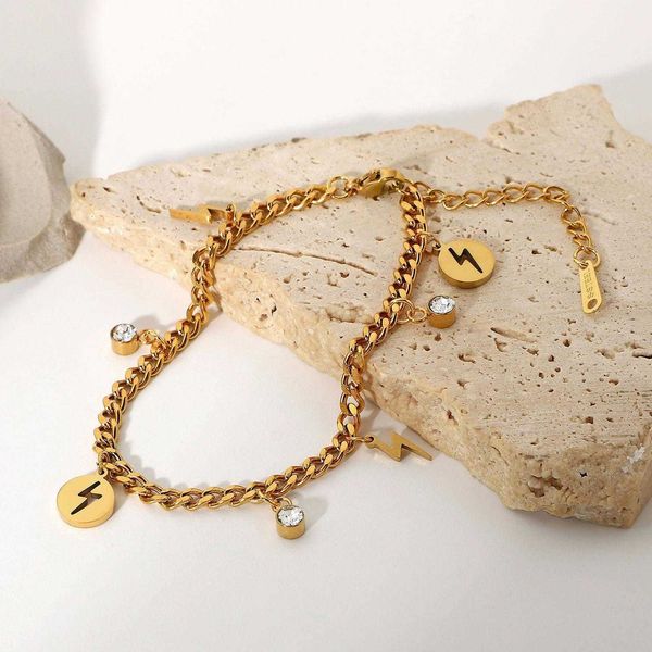 personalized ins internet celebrity bracelet gold plated stainless steel lightning small round zircon pendant for women, Golden;silver
personalized ins internet celebrity bracelet gold plated stainless steel lightning small round zircon pendant for women, Golden;silver
