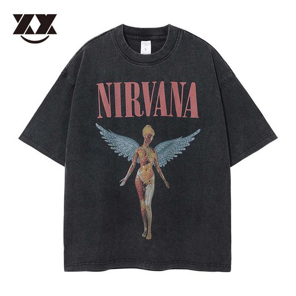 men's t-shirts men's wear new style washed t-shirt men women rock band printed vintage short-sleeved european high-street fashion, White;black
men's t-shirts men's wear new style washed t-shirt men women rock band printed vintage short-sleeved european high-street fashion, White;black