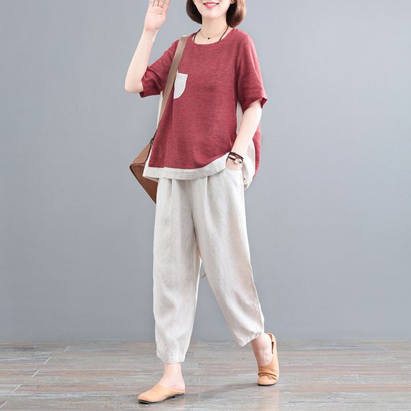 cotton and linen set female foreign qi 2023 new summer stitching fashion linea fat sister casual haron pants, White
cotton and linen set female foreign qi 2023 new summer stitching fashion linea fat sister casual haron pants, White