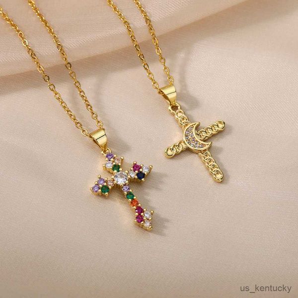 pendant necklaces cross nelaces for women shiny zircon cross moon pendant choker couple nelace christmas ahetic jewelry gift, Silver
pendant necklaces cross nelaces for women shiny zircon cross moon pendant choker couple nelace christmas ahetic jewelry gift, Silver