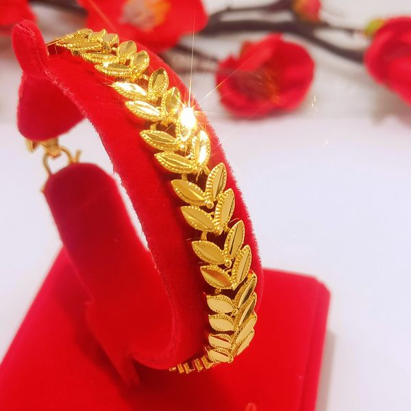 women men wrist chain bracelet solid leaf pattern solid real 18k yellow gold filled fashion accessories jewelry gift, Black
women men wrist chain bracelet solid leaf pattern solid real 18k yellow gold filled fashion accessories jewelry gift, Black