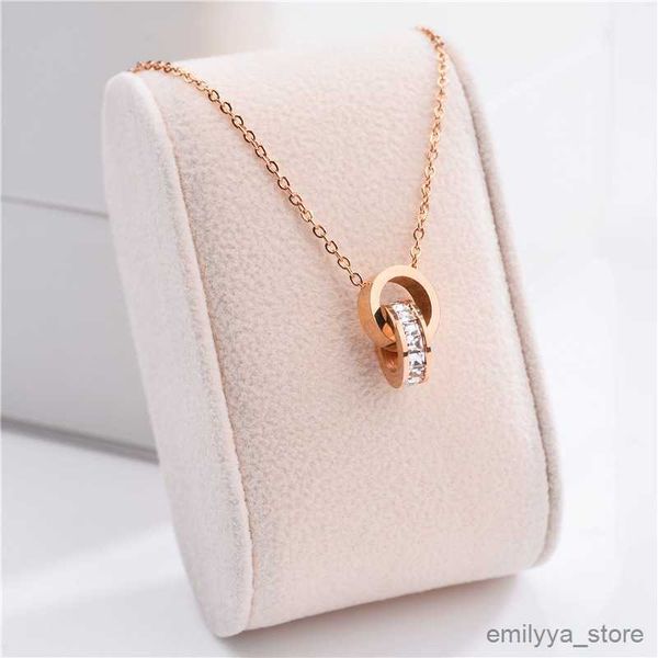 pendant necklaces fashion zircon inlaid double loops pendant necklace for women classic stainless steel ladies jewelry female neck chain, Silver
pendant necklaces fashion zircon inlaid double loops pendant necklace for women classic stainless steel ladies jewelry female neck chain, Silver