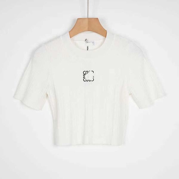 2023 summer new embroidered knitted with short sleeves slim fit off the waist versatile western style t-shirt, White
2023 summer new embroidered knitted with short sleeves slim fit off the waist versatile western style t-shirt, White