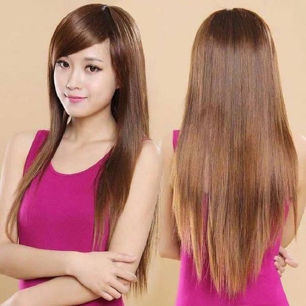 wig woman long straight hair oblique bangs wig long straight hair fashion facelift lifelike whole wig hood, Black
wig woman long straight hair oblique bangs wig long straight hair fashion facelift lifelike whole wig hood, Black