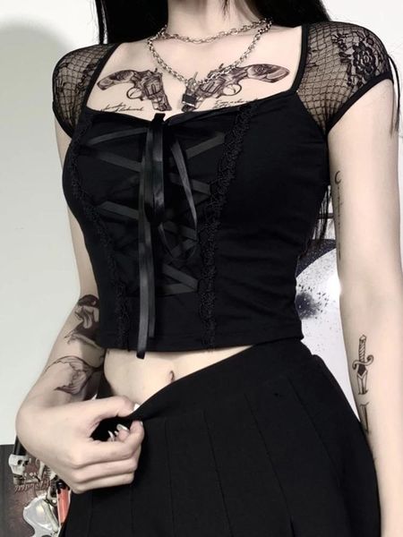 t-shirt vintage goth tshirt women bodycon bandage lace black tshirts gothic streetwear female casual mesh tee, White
t-shirt vintage goth tshirt women bodycon bandage lace black tshirts gothic streetwear female casual mesh tee, White
