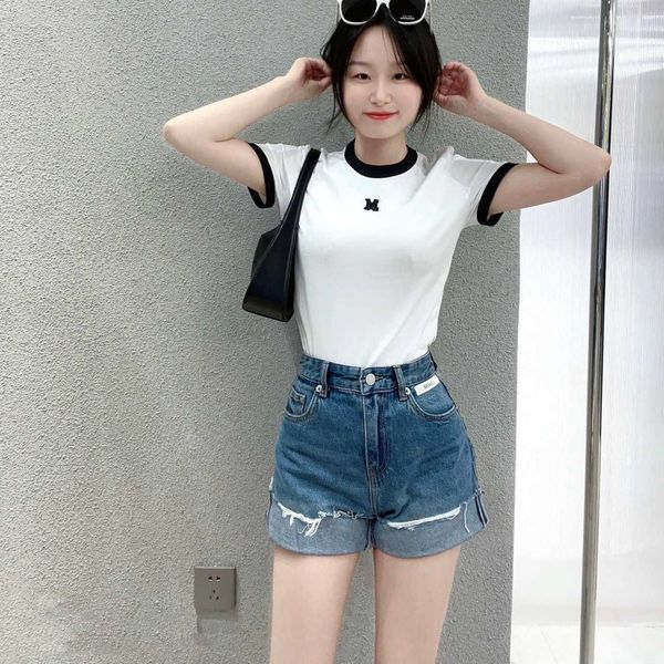 mo~2023 summer new round neck stereo seal letter embroidery contrast color edge all cotton short sleeve t-shirt female, White
mo~2023 summer new round neck stereo seal letter embroidery contrast color edge all cotton short sleeve t-shirt female, White