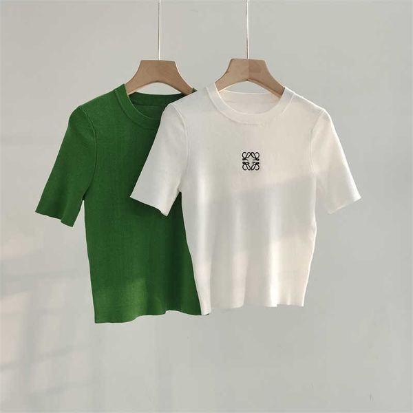 23 years spring/summer simple upscale knitwear pattern embroidery fresh and versatile round neck short sleeve top, White
23 years spring/summer simple upscale knitwear pattern embroidery fresh and versatile round neck short sleeve top, White