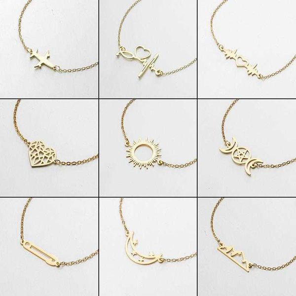 wholesale stainless steel pendant bracelet geometric star moon love heart sunflower, Golden;silver
wholesale stainless steel pendant bracelet geometric star moon love heart sunflower, Golden;silver