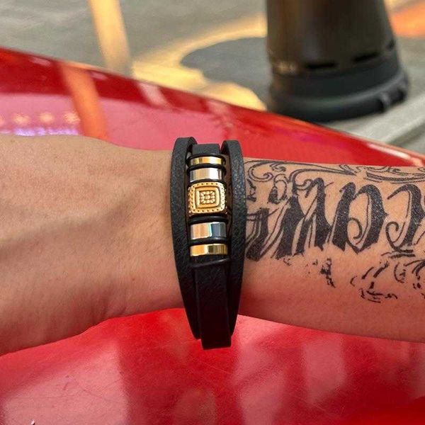 ornament mens leather bracelet high grade square design carrying strap, Golden;silver
ornament mens leather bracelet high grade square design carrying strap, Golden;silver