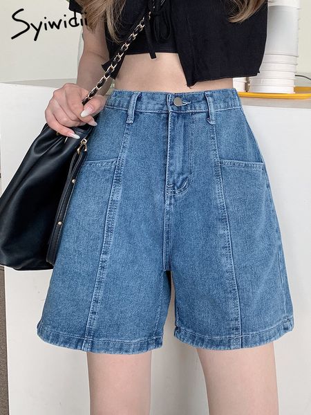 women's shorts syiwidii denim shorts women high waisted jeans vintage streetwear spliced design fashion loose pocket high street blue s, White;black
women's shorts syiwidii denim shorts women high waisted jeans vintage streetwear spliced design fashion loose pocket high street blue s, White;black