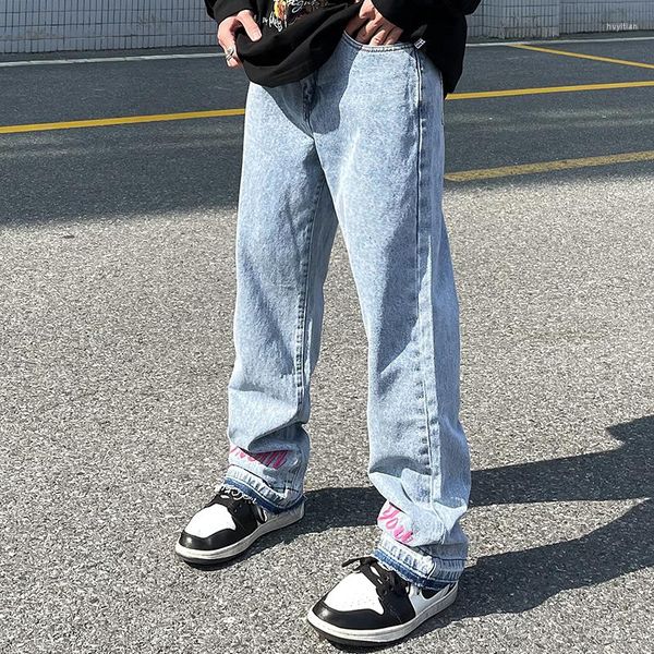 men's jeans y2k retro letter embroidery ripped men's harajuku straight washed pants casual oversized denim trousers streetwear, Blue
men's jeans y2k retro letter embroidery ripped men's harajuku straight washed pants casual oversized denim trousers streetwear, Blue