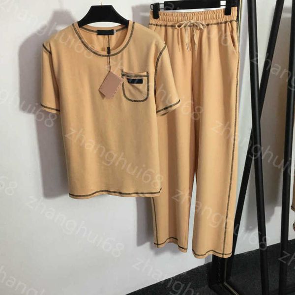 23ss casual suit womens designer clothing women pants sets single pocket outside car line design short sleeve t-shirt elastic waist casual p, White
23ss casual suit womens designer clothing women pants sets single pocket outside car line design short sleeve t-shirt elastic waist casual p, White