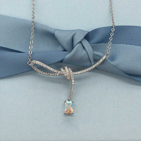 he family jewelry aurora small sugar ribbon knot collar chain women's light luxury fashion personality necklace, Silver
he family jewelry aurora small sugar ribbon knot collar chain women's light luxury fashion personality necklace, Silver
