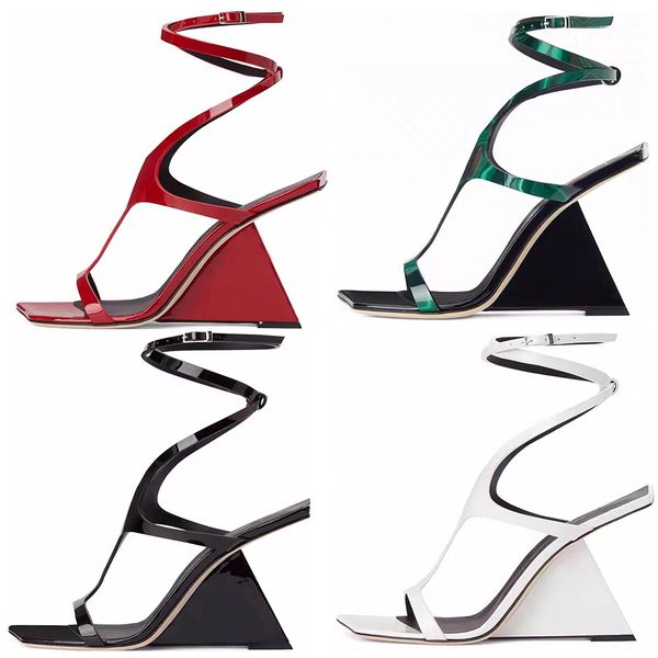 women dress shoes fashionable patent leather wedge heel sandals curved ankle wrap high heels flash patent leathe party wedding shoes luxury, Black
women dress shoes fashionable patent leather wedge heel sandals curved ankle wrap high heels flash patent leathe party wedding shoes luxury, Black