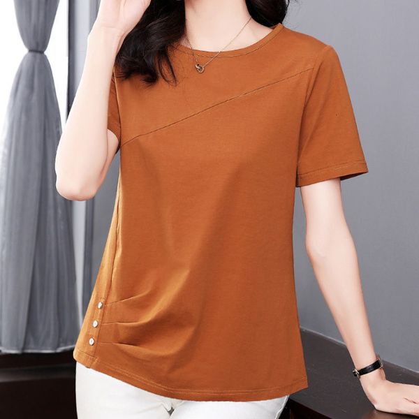 women's t-shirt women's clothing tees t-shirt streetwear summer short sleeve oversized solid button folds loose round neck fashion, White
women's t-shirt women's clothing tees t-shirt streetwear summer short sleeve oversized solid button folds loose round neck fashion, White