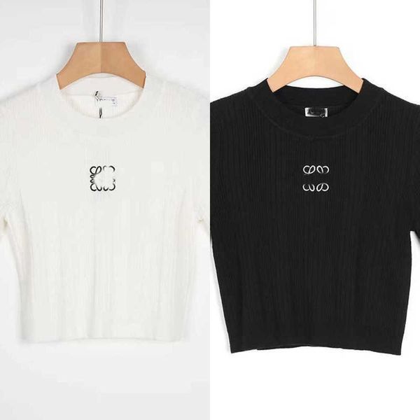 2023 summer new embroidered knitted with short sleeves slim fit off the waist versatile western style t-shirt, White
2023 summer new embroidered knitted with short sleeves slim fit off the waist versatile western style t-shirt, White