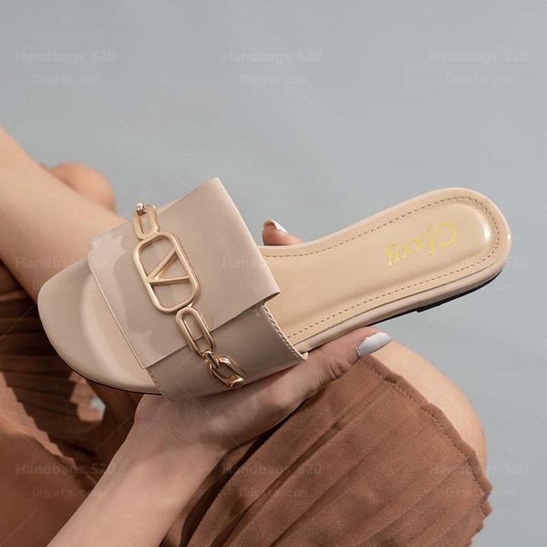 summer womens sandals designer notch-metal decoration patent leather slipper brand fashion female slides flat shoes ladies sandals, Black
summer womens sandals designer notch-metal decoration patent leather slipper brand fashion female slides flat shoes ladies sandals, Black