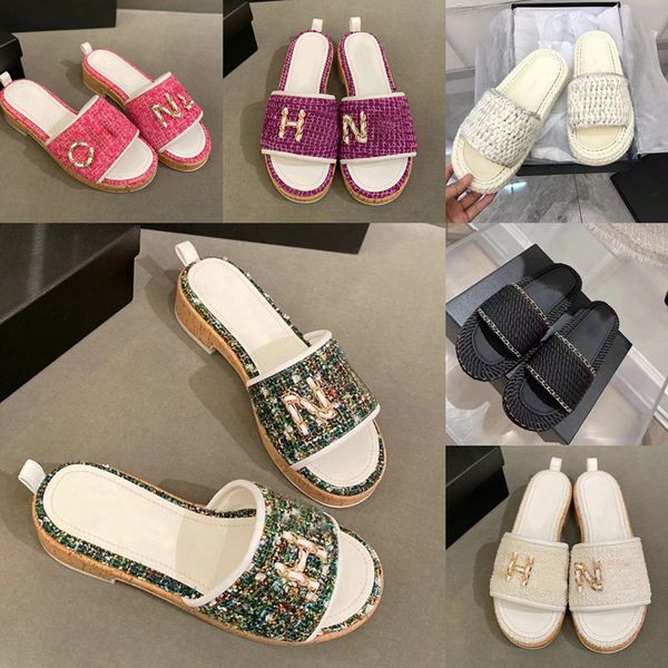 shoes summer sandals luxuy women sandals beach tweed leather straw woven slides sandals slip on wedge women summer shoes, Black
shoes summer sandals luxuy women sandals beach tweed leather straw woven slides sandals slip on wedge women summer shoes, Black