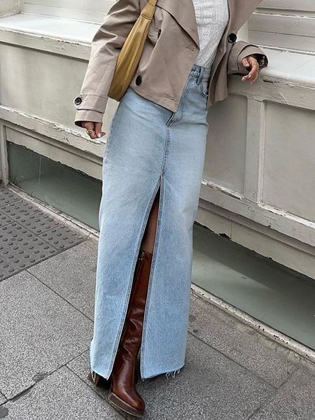 skirts fashion washed cotton high waist denim maxi with slit button zipper streetwear womens summer casual straight 230516, Black
skirts fashion washed cotton high waist denim maxi with slit button zipper streetwear womens summer casual straight 230516, Black
