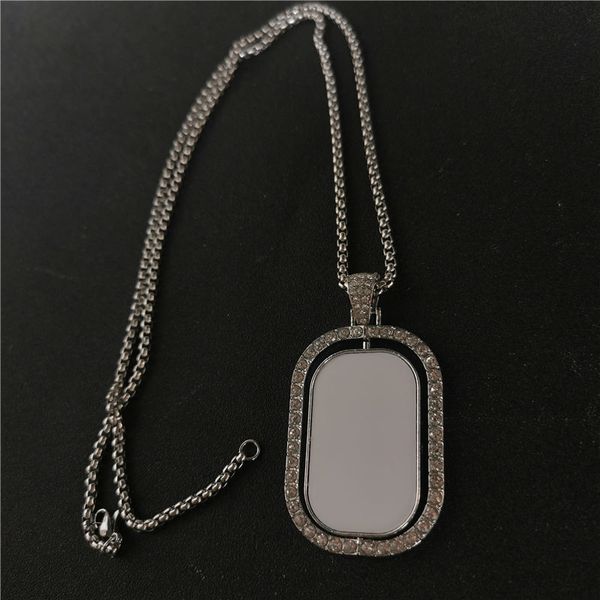 sublimation blank rotate necklaces pendants with box chain transfer printing pendant consumables two sided printing, Silver
sublimation blank rotate necklaces pendants with box chain transfer printing pendant consumables two sided printing, Silver