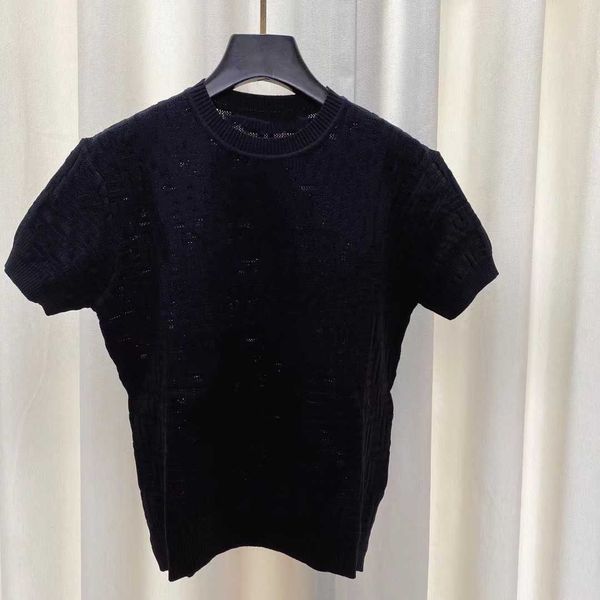 2023 new spring summer milan runway sweaters o neck short sleeve high end jacquard pullover women's designer 1230-13, White;black 
2023 new spring summer milan runway sweaters o neck short sleeve high end jacquard pullover women's designer 1230-13, White;black