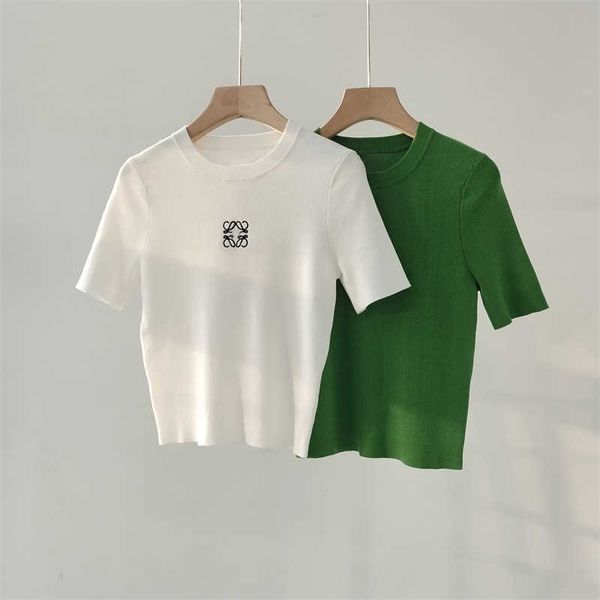 23 years spring/summer simple upscale knitwear pattern embroidery fresh and versatile round neck short sleeve top, White
23 years spring/summer simple upscale knitwear pattern embroidery fresh and versatile round neck short sleeve top, White