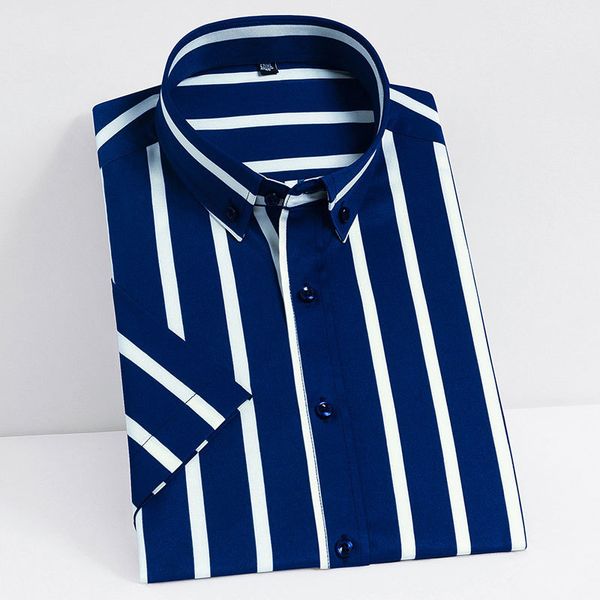 men's casual shirts summer short sleeve men striped dress shirts button-down neck fashion stretch soft regular fit work social smart ca, White;black
men's casual shirts summer short sleeve men striped dress shirts button-down neck fashion stretch soft regular fit work social smart ca, White;black