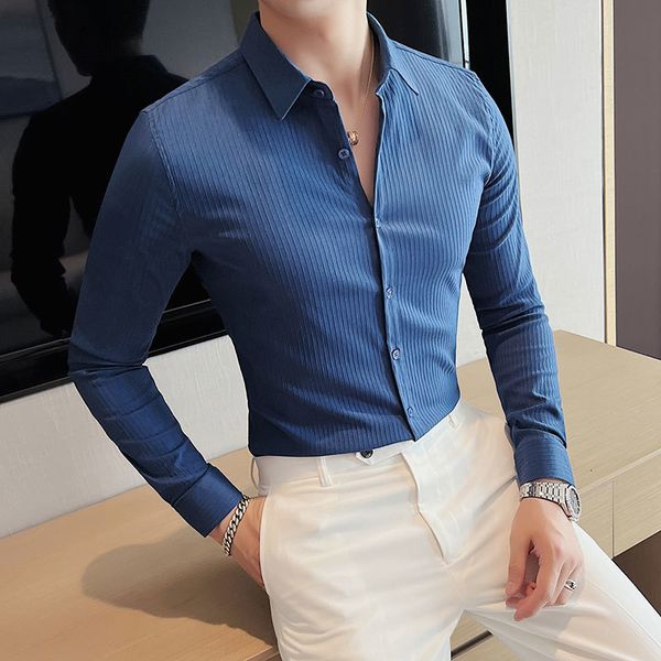 men's casual shirts autumn fashion dark striped stretch shirts men's long sleeve slim fit business dress shirts homme social club, White;black
men's casual shirts autumn fashion dark striped stretch shirts men's long sleeve slim fit business dress shirts homme social club, White;black