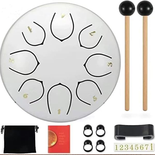ethereal drums lotus brand kids 6 inch 8 tone music drum steel tongue drum handpan meditation percussion instrument with drumsticks.
ethereal drums lotus brand kids 6 inch 8 tone music drum steel tongue drum handpan meditation percussion instrument with drumsticks.