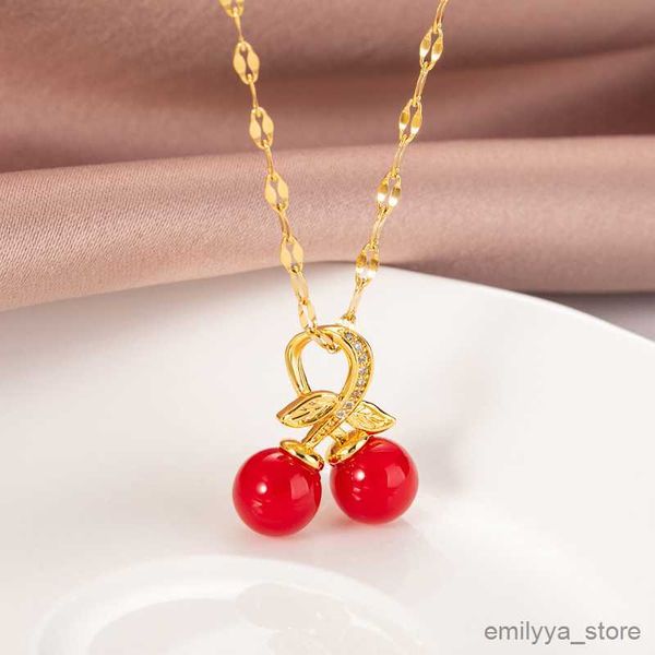 pendant necklaces design sense sweet red cherry pendant stainless steel chain necklace for women fashion ladies daily wear neck jewelry, Silver
pendant necklaces design sense sweet red cherry pendant stainless steel chain necklace for women fashion ladies daily wear neck jewelry, Silver