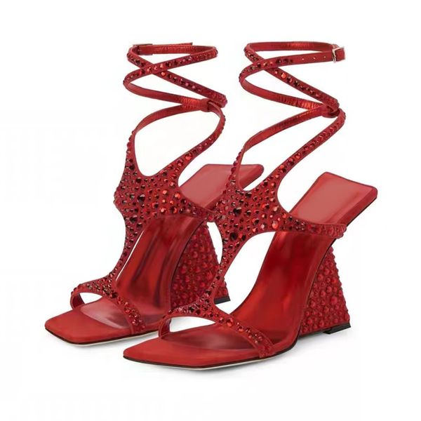 crystal-encrusted wedge sandals women's fashion high heel open toes square toe ankle wraparound cleo crystal evening shoes luxury desig, Black
crystal-encrusted wedge sandals women's fashion high heel open toes square toe ankle wraparound cleo crystal evening shoes luxury desig, Black