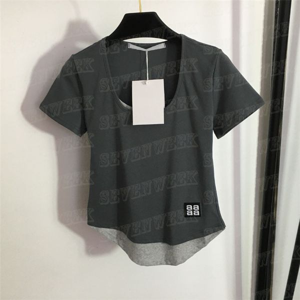 letter t shirt for women fake two piece slim tees short sleeve pullover fashion woman t shirts, White
letter t shirt for women fake two piece slim tees short sleeve pullover fashion woman t shirts, White