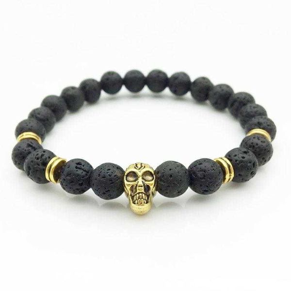 pass bracelet volcanic rock strand gold skull wind beaded ornament, Black
pass bracelet volcanic rock strand gold skull wind beaded ornament, Black