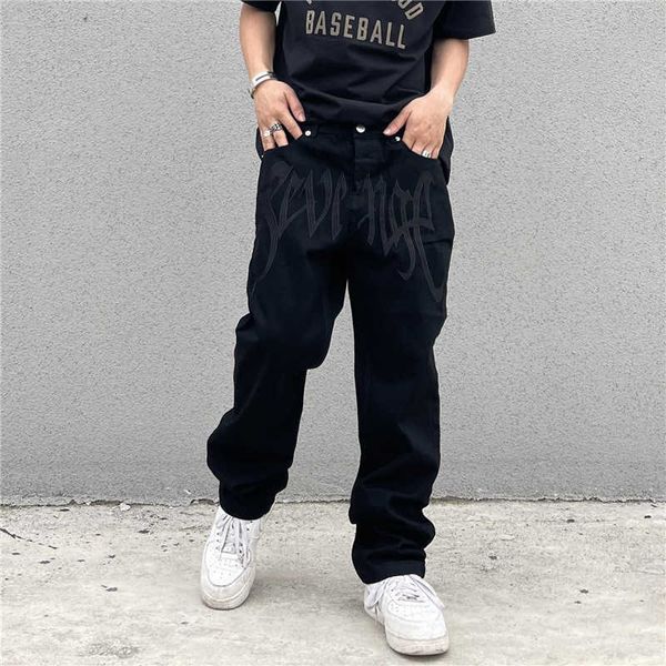black jeans men's and women's street american retro embroidered letters high waisted straight hip hop loose fashion 2023, Blue
black jeans men's and women's street american retro embroidered letters high waisted straight hip hop loose fashion 2023, Blue