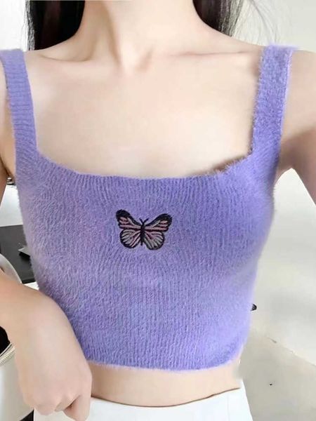 women's tanks camis heliar women butterfly embroidery tank summer knitted spaghetti strap tube cropped for girls streetwear aa230515, White
women's tanks camis heliar women butterfly embroidery tank summer knitted spaghetti strap tube cropped for girls streetwear aa230515, White