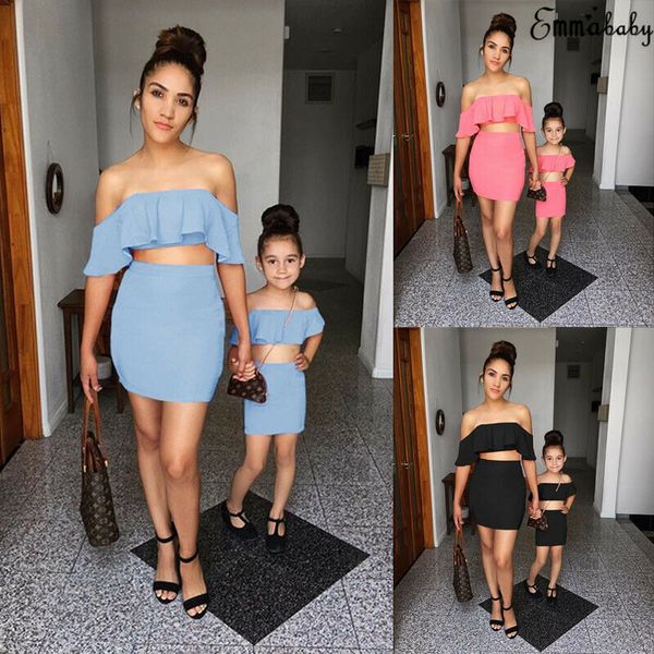 family matching outfits set pakaian pasangan keluarga fashion baru rok ramping atasan potong tank tanpa tali ruffle anak perempuan wanita mu, Blue
family matching outfits set pakaian pasangan keluarga fashion baru rok ramping atasan potong tank tanpa tali ruffle anak perempuan wanita mu, Blue