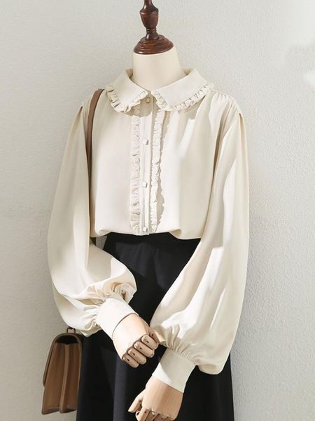 women's blouses shirts houzhou sweet kawaii blouse lolita cute ruffles elegant vintage long sleeve women loose casual peter pan collar, White
women's blouses shirts houzhou sweet kawaii blouse lolita cute ruffles elegant vintage long sleeve women loose casual peter pan collar, White